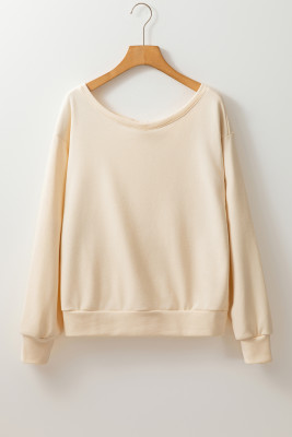 Apricot Bowknot Dewback Round Neck Sweatshirt LC25317382-P18