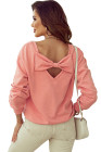 Pale Chestnut Bowknot Dewback Round Neck Sweatshirt