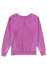 Bright Pink Solid Color Notched Neck Drop Shoulder Sweatshirt