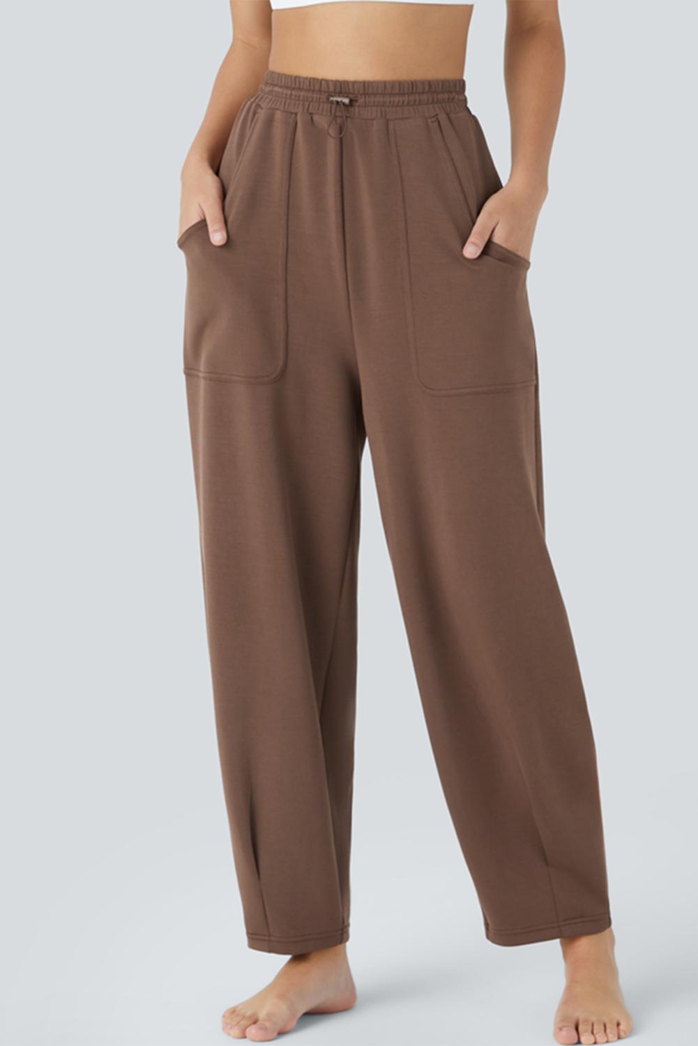 EVALESS Women's Corduroy Pants Elastic High Waist Pleated Wide Leg Trousers Fall Comfy Casual Baggy Pants with Pockets