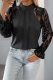 Black Summer temperament commuter lace splicing round neck long sleeve pullover shirt