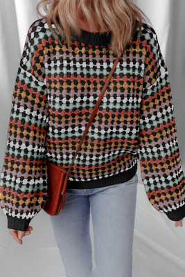 EVALESS Fall Sweaters for Women Trendy 2025 Color Block Striped Drop Shoulder Sweater Long Sleeve Crewneck Knit Sweater Tops LC2726223-P522