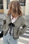 EVALESS Womens Cardigan Sweaters Trendy V Neck Long Sleeve Open Front Bow Tie Knit Chunky Lightweight Cardigans Fall Winter Outerwear Coats