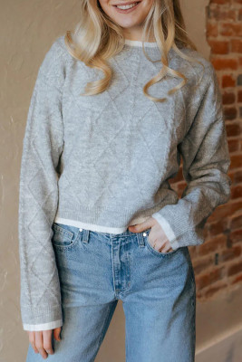 EVALESS Womens Sweaters Long Sleeve Crewneck Color Block Pullover Tops 2025 Fall Trendy Cable Knit Sweater LC2726363-P1011