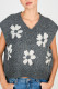 High-rise Cute Flower Pattern V Neck Boxy Fit Sweater Vest