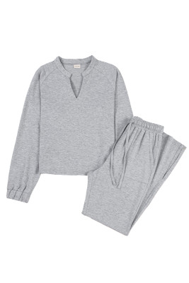 Gray Two-piece pullover sweatshirt set LC627294-P11