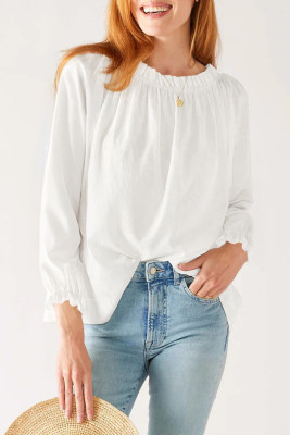 EVALESS Womens Tops Off The Shoulder Blouses for Women Dressy Casual Cute Puff Sleeve T Shirts Fashion 2026 LC25131924-P1