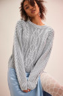 EVALESS Womens Sweaters Casual Crewneck Long Sleeve Cable Knit Chunky Lightweight Oversized Sweater Pullover Outfits