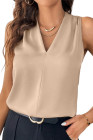 EVALESS Womens Pleated Tank Tops V Neck Casual Sleeveless Blouses Summer Basic Vest Shirt