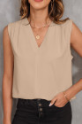 EVALESS Womens Pleated Tank Tops V Neck Casual Sleeveless Blouses Summer Basic Vest Shirt