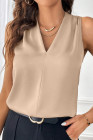EVALESS Womens Pleated Tank Tops V Neck Casual Sleeveless Blouses Summer Basic Vest Shirt