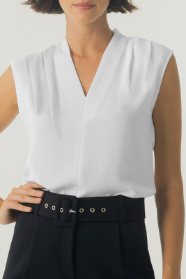 EVALESS Womens Pleated Tank Tops V Neck Casual Sleeveless Blouses Summer Basic Vest Shirt MNFW25611592-P1