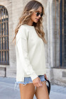 EVALESS Womens Fall Winter Casual Sweaters Crewneck Long Sleeve Pleated Knitted Comfort Pullover Tops 2025 Fashion Womenswear
