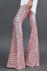 EVALESS Women's Sequin Pants Sparkly Glitter High Waisted Wide Leg Bell Bottom Night Out Clubwear Dance Flared Trousers Pants 2025 Womenswear Outfits