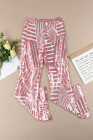 EVALESS Women's Sequin Pants Sparkly Glitter High Waisted Wide Leg Bell Bottom Night Out Clubwear Dance Flared Trousers Pants 2025 Womenswear Outfits