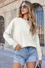 EVALESS Womens Fall Winter Casual Sweaters Crewneck Long Sleeve Pleated Knitted Comfort Pullover Tops 2025 Fashion Womenswear