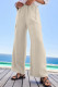 EVALESS Women's Spring Flowy Wide Leg Casual Long Pants Drawstring Elastic Waist Loose Beach Lounge Trousers with Pockets 2025 Womenswear Outfits