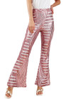 EVALESS Women's Sequin Pants Sparkly Glitter High Waisted Wide Leg Bell Bottom Night Out Clubwear Dance Flared Trousers Pants 2025 Womenswear Outfits