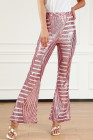 EVALESS Women's Sequin Pants Sparkly Glitter High Waisted Wide Leg Bell Bottom Night Out Clubwear Dance Flared Trousers Pants 2025 Womenswear Outfits