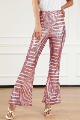 EVALESS Women's Sequin Pants Sparkly Glitter High Waisted Wide Leg Bell Bottom Night Out Clubwear Dance Flared Trousers Pants 2025 Womenswear Outfits MNFW77221-10