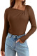 EVALESS Women's 3cm Anti-Exposure Lined V-Neck Golden Ratio Women's Top