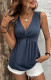 Sail Blue Women's Summer Casual Twist Front Gathered V-Neck Sleeveless Top