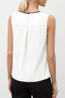 White Women Summer Keyhole Neckline Contrast Trim Tank Top