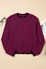 EVALESS Womens Sweaters Long Sleeve Crewneck Color Block Pullover Tops 2025 Fall Trendy Cable Knit Sweater