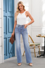 EVALESS Women's Wide Leg Jeans High Waisted Straight Leg Jeans Trendy Stretchy Loose Zimbaplatinum Denim Pants with Pockets