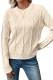 EVALESS Womens Sweaters Long Sleeve Crewneck Color Block Pullover Tops 2025 Fall Trendy Cable Knit Sweater