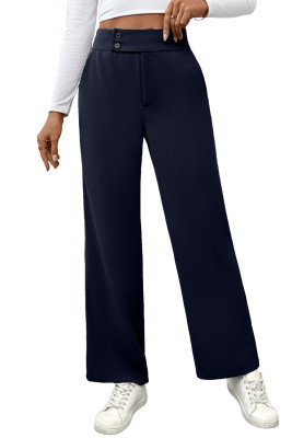 EVALESS Women's Elastic High Waist Straight Leg Pants Business Casual Work Pants Fall Button Down Office Outfits Trousers LC7713544-P605