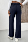 EVALESS Women's Elastic High Waist Straight Leg Pants Business Casual Work Pants Fall Button Down Office Outfits Trousers