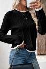 EVALESS Womens Sweaters Long Sleeve Crewneck Color Block Pullover Tops 2025 Fall Trendy Cable Knit Sweater