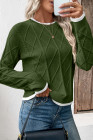 EVALESS Womens Sweaters Long Sleeve Crewneck Color Block Pullover Tops 2025 Fall Trendy Cable Knit Sweater