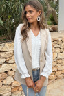 White Lace Patchwork V Neck Frilled Long Sleeve Crepe Blouse
