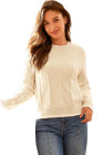 EVALESS Womens Sweaters Long Sleeve Crewneck Color Block Pullover Tops 2025 Fall Trendy Cable Knit Sweater