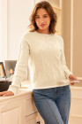 EVALESS Womens Sweaters Long Sleeve Crewneck Color Block Pullover Tops 2025 Fall Trendy Cable Knit Sweater