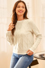 EVALESS Womens Sweaters Long Sleeve Crewneck Color Block Pullover Tops 2025 Fall Trendy Cable Knit Sweater