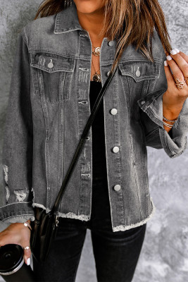 EVALESS Womens Boyfriend Washed Crop Denim Jean Jacket Coat LC8511504-P5011