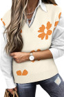 EVALESS Sweater Vest Women V Neck Cap Sleeve Knit Sweaters Cute Summer Fall Floral Print Sweater Tank Tops Pullover Sweaters