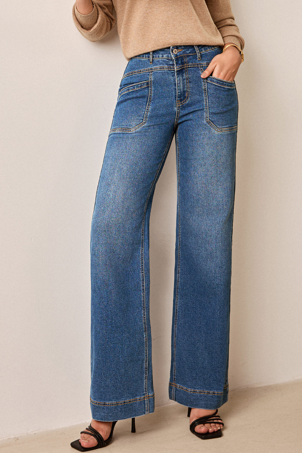 EVALESS Womens Jeans Wide Leg High Waisted Straight Bootcut Jeans Trendy Fall 2025 Zimbaplatinum Stretchy Denim Pants