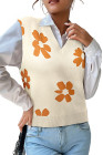EVALESS Sweater Vest Women V Neck Cap Sleeve Knit Sweaters Cute Summer Fall Floral Print Sweater Tank Tops Pullover Sweaters
