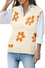 EVALESS Sweater Vest Women V Neck Cap Sleeve Knit Sweaters Cute Summer Fall Floral Print Sweater Tank Tops Pullover Sweaters