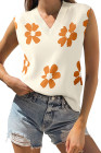 EVALESS Sweater Vest Women V Neck Cap Sleeve Knit Sweaters Cute Summer Fall Floral Print Sweater Tank Tops Pullover Sweaters