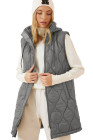 EVALESS Long Puffer Vest Women Sleeveless Hooded Puffer Jacket Lightweight Quilted Jackets Winter Warm Zip Up Coat Outerwear