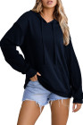 EVALESS Hoodies for Women Long Sleeve Patchwork Waffle Knit Drawstring Oversized Hooded Sweatshirt Tops Fashion 2025