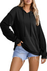 EVALESS Hoodies for Women Long Sleeve Patchwork Waffle Knit Drawstring Oversized Hooded Sweatshirt Tops Fashion 2025