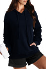 EVALESS Hoodies for Women Long Sleeve Patchwork Waffle Knit Drawstring Oversized Hooded Sweatshirt Tops Fashion 2025