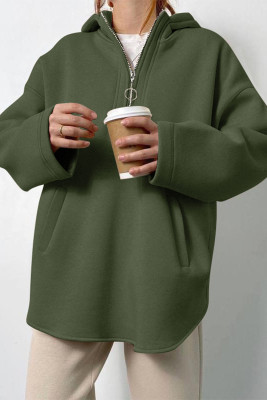 EVALESS Women's Oversized Hoodies Casual Long Sleeve Half Zipper Pocket Sweatshirt Pullover Tops LC25317302-P609