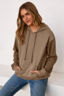 EVALESS Hoodies for Women Long Sleeve Patchwork Waffle Knit Drawstring Oversized Hooded Sweatshirt Tops Fashion 2025